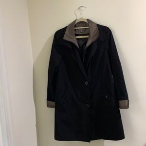 Raincoat removable hood, black, petite medium